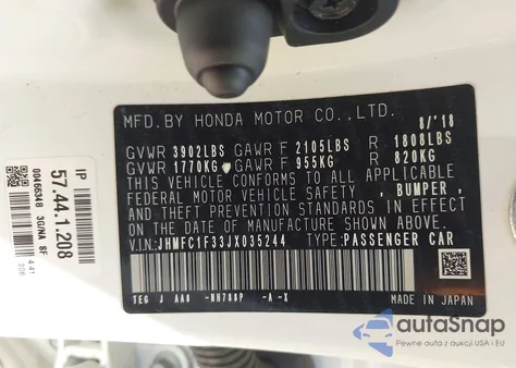 2018 Honda Civic Ex-T z USA, uszkodzony, nr VIN JHMFC1F33JX035244